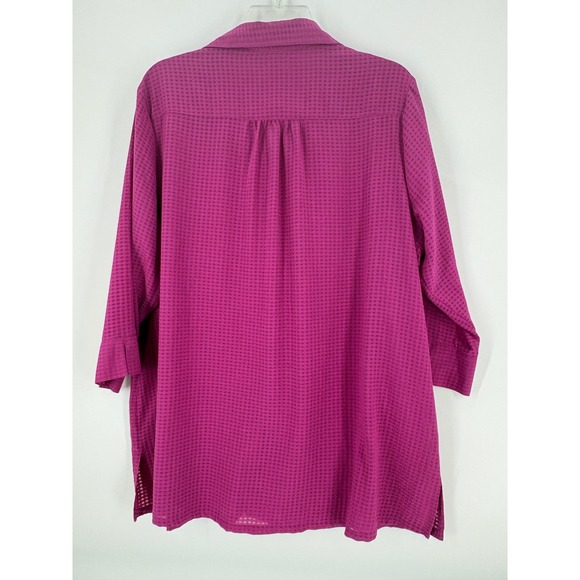 Bon Worth Womens Top Medium Purple Button Down 3/4 Sleeve Tunic Blouse - Picture 3 of 6